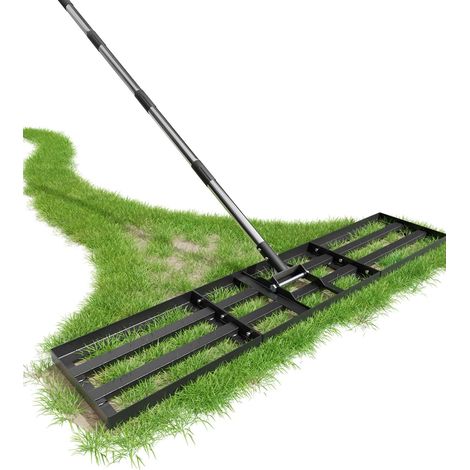Leveling Rake 114 x 25 cm, Leveling Rake, with Stainless Steel Handle 180 cm, Heavy Duty Adjustable Tool, Garden Rake and Lawn Rake for Leveling Land, Sand and Lawns (1/5)