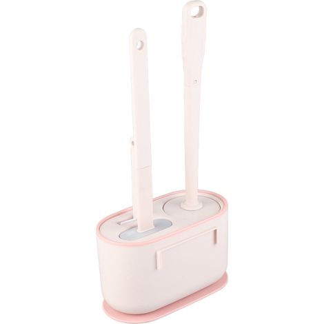 Ensemble de brosses de toilette à long manche pour un nettoyage en profondeur, multifonctionnelles et suspendues, rose sakura. (1/5)