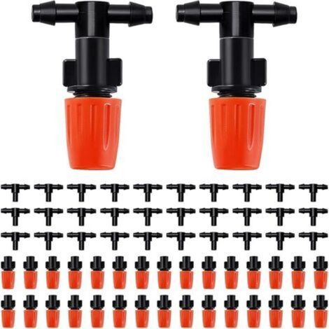 Paar 30-mm-T-Stücke für Zerstäuberdüsen, Nebelbewässerungs-T-Stücke, T-förmige Zerstäuberdüsen, Nebelbewässerungs-T-Stücke für Blumenbeete, mit T-Stücken, Orange (1/5)