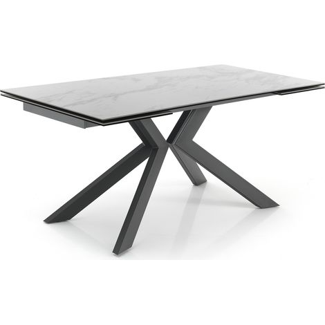 Mesa extensible de cerámica de mármol blanco cm.H.76xP.90xL.160/200/240 (1/3)