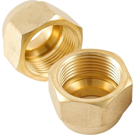 Lot de 2 écrous de raccordement 3/8" pour tuyau de réfrigérant - En laiton - Pour tuyaux en cuivre de climatisation Écrous en laiton pour pièces de climatisation - Écrous 3/8" pour tuyaux en cuivre d (1/5)