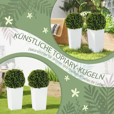 2er-Set Künstlicher Eukalyptuskugeln 65 cm Kunstpflanze mit UV-Schutz, 330 Blättern im Topf, Grün (1/4)