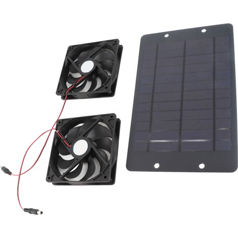 Kit double extracteur solaire 20W refroidissement aération avec interrupteur pour poulailler serre niche (1/5)