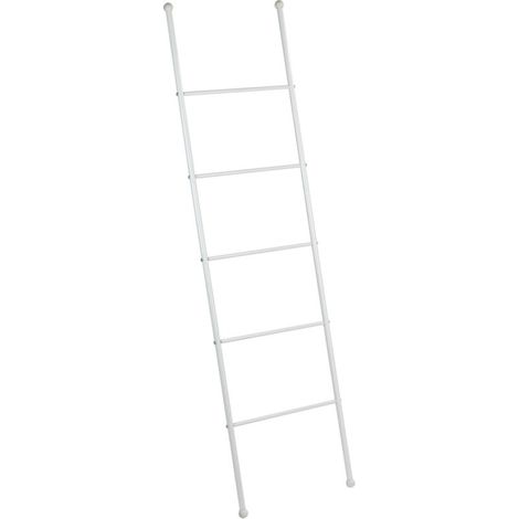 Échelle porte-serviettes 5 barres en acier blanc – Installation sans perçage – Dimensions 43 x 156,5 cm – Design moderne pour salle de bain