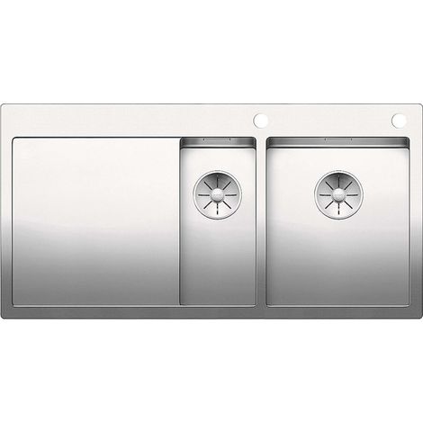 Blanco Claron 6 - Spülbecken, 100x51 cm, mit exzentrischer Bedienung PushControl und Abtropffläche, Edelstahl 521645 (1/5)