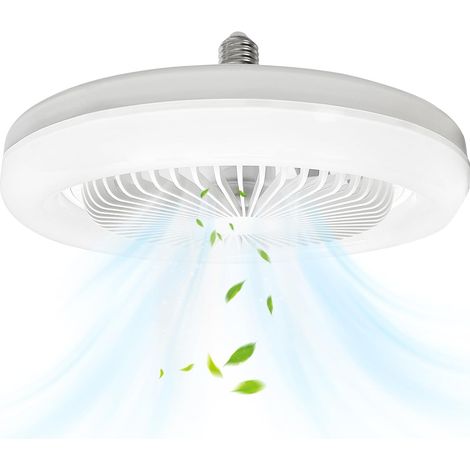 Plafonnier ventilateur encastré 25 cm – E27, 30W, 3 modes – Silencieux, lumière blanche – Portable, mural (1/5)