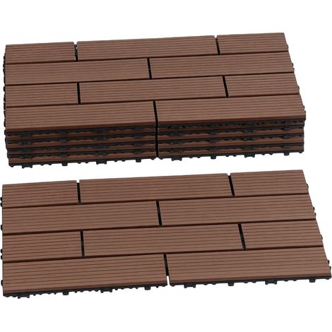 Jiubiaz Piastrelle da esterno WPC 30x60 cm 6 pezzi 1 m², marrone rossastro, a incastro (1/5)
