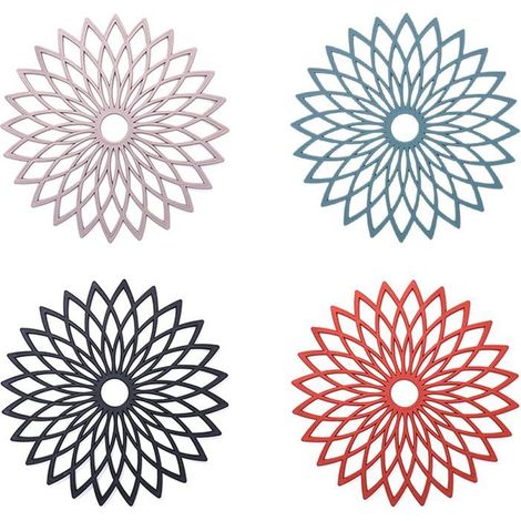 Fleurs Tapis Dessous Plat Silicone Dessous Plats Silicone Anti - Pour Pots, PoêLes, Assiettes,Verres (8 PièCes, DiamèTre 19 Cm) (1/5)