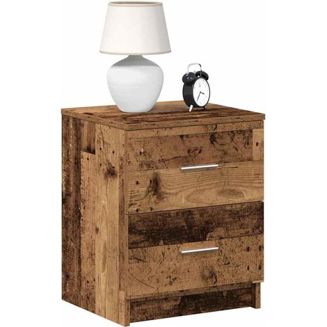 Nachttisch mit 2 Schubladen Altholz-Optik 40x36x50 cm