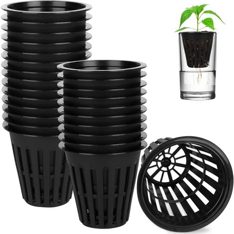 Paquet de 50 Pots en filet de 2 pouces, tasses de fournitures hydroponiques, Pot en filet robuste à mailles fendues pour jardin (1/5)