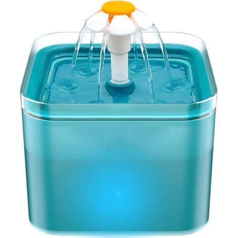 Fontaine à eau pour chat, fontaine à eau pour chat ultra-silencieuse avec lumière LED, 2 litres, filtration multiple, trois modes de débit d'eau,vert (1/4)