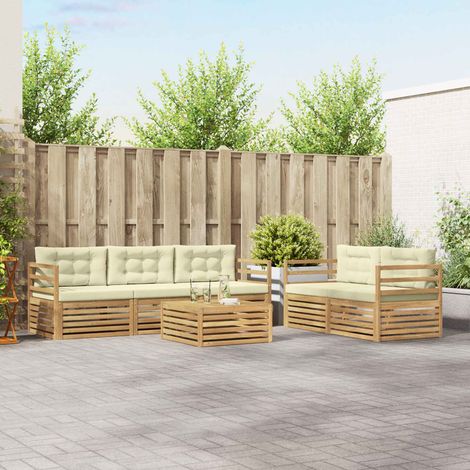 Teenpull – Outdoor-Sofagarnitur 6 Stk. Weiß und Creme (1/5)