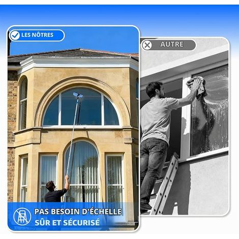 Telescopic Window Cleaner, 3.7 m, Window Cleaning Kit with Squeegee and Long Reach Telescopic Handle for High Windows, Solar Panels and Car