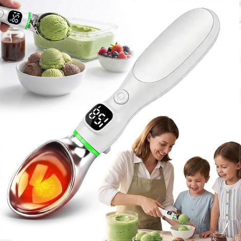 Cuillère à glace chauffante, cuillère à glace électrique rechargeable avec affichage LED, 3 niveaux de température : 50 °C/60 °C/70 °C (1/5)