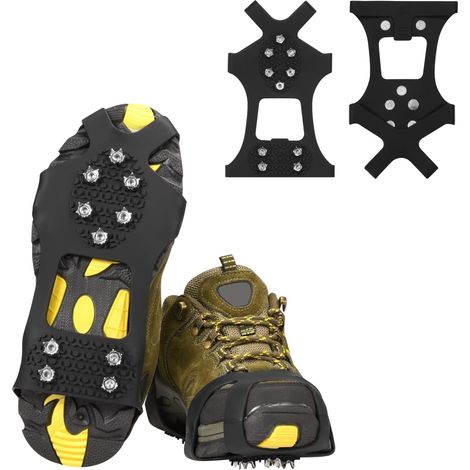 Crampons à Glace Antidérapants pour Chaussures et Bottes avec 10 Crampons en Acier au Carbone et Clous Supplémentaires (1/5)