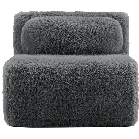 Canapé Aviana sans accoudoirs (avec coussins), tissu peluche, gris., un meuble de haute qualité, au design élégant et moderne (1/5)