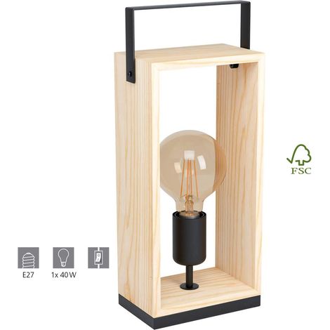 Lampada da tavolo FAMBOROUGH E27 40W Legno e nero (1/5)