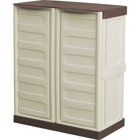 SODISE - Armoire PVC 2 portes et 1 étagère 700x390x855mm - 09084 - Ce produit de marque TOPCAR est neuf. (1/3)