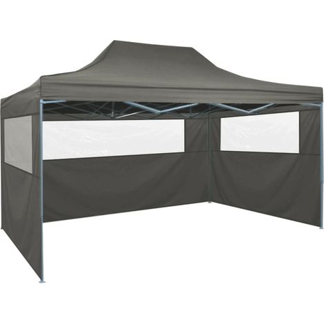 Vidaxl – Tente de réception pliante 3x4 m – Acier enduit de poudre – Toit Oxford 600D imperméable – 3 parois amovibles avec fenêtres