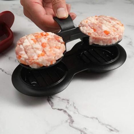 Molde para hamburguesas, prensa 3 en 1, antiadherente, plástico ABS, dimensiones 20x10 cm, cocina casera (1/4)