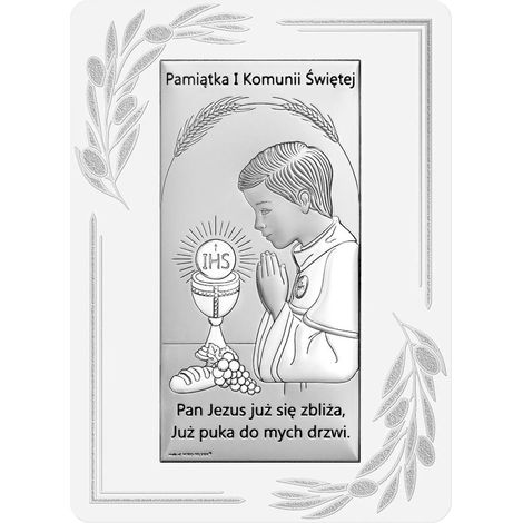 Quadro in argento, souvenir della Prima Comunione per un bambino con incisione 6717OP-O 9,5 x 13 cm (1/4)