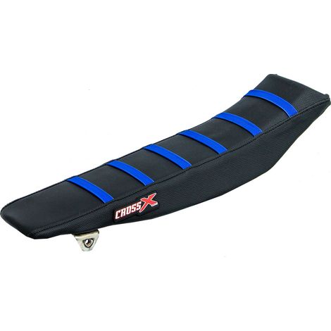 HOUSSE DE SELLE YAMAHA YZ 85 - TOP BLACK- SIDE BLACK-STRIPES BLUE