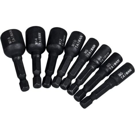 BUNTHAUS Lot de 8 Adaptateurs de Taraud à 1/4\" Tige Hexagonale - Outils de Taraudage pour Perceuse, Vis et Filetage Métallique