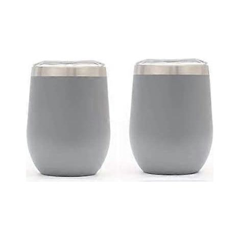 20242 pièces Verre à vin sans pied de 35 cl avec couvercle, en acier inoxydable, double paroi isolante sous vide (1/4)