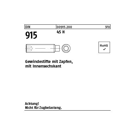 DIN 915/ISO 4028 Gewindestift 45 H M 12 x 16 100 Stk (1/3)