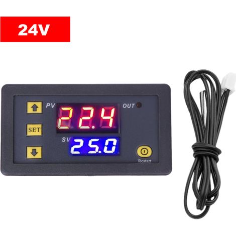 Mini contrôleur de température 3230 module thermostat affichage numérique LED relais chauffage refroidissement -55 à 120°C sonde NTC10K 1m 12V 24V 110-220VAC (1/2)