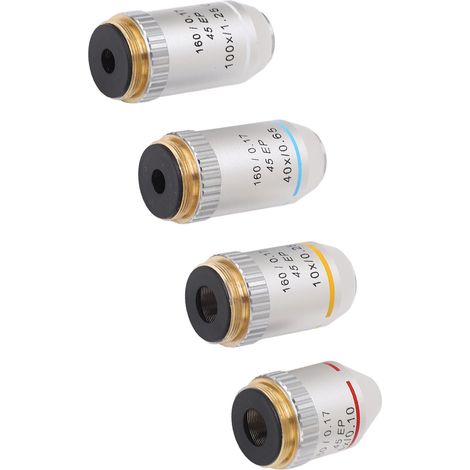 195EP achromatisches Chrom-Mikroskopobjektiv, RMS 4X 10X 40X 100X Objektive, Vergrößerungslinse, 4er-Set, für präzise Beobachtung. (1/5)