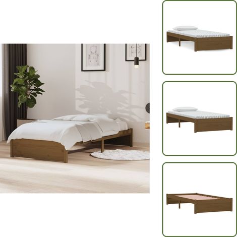 The Living Store Giroletto Ambra in Legno Massello 90x190 cm Single - Letto singolo