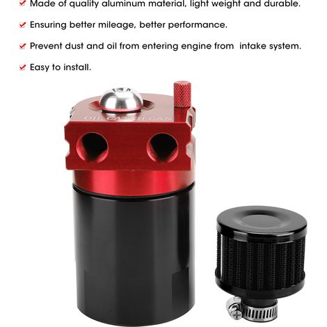 Catch Tank Réservoir Breather Can 300ML - Filtre Air/Oil Universal Accessoire (Rouge Noir) (1/5)