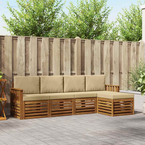 Sofagarnituren 5 pcs Natur und Beige Massivholz Akazie
