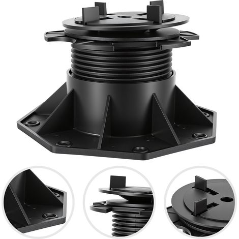 Jiubiaz Plot autonivelant pour terrasse dalle 75-145 mm 0-5% pente PP noir 100 pièces