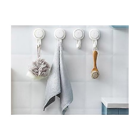 Filiyano-Lot de 4 crochets à ventouse en plastique, nouveaux crochets muraux à ventouse robustes/porte-serviettes, porte-peignoirs, porte-manteaux (1/5)