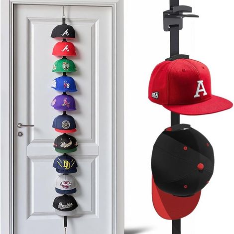 Porte-Casquettes Double Face avec 12 Crochets – Maximise l'Espace pour Ranger et Organiser jusqu'à 24 Casquettes – Idéal pour Placard, Entrée ou Dressing (1/4)