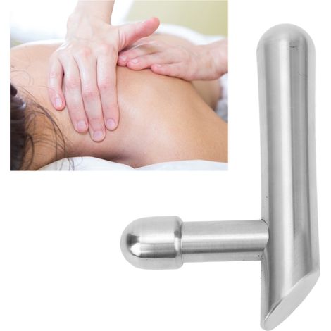 Masajeador en forma de T de acero inoxidable para puntos gatillo y masaje de tejido profundo – para espalda, hombros, brazos y piernas – 423 g con estuche incluido (1/5)