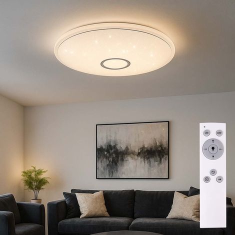 Deckenleuchte Deckenlampe Schlafzimmerleuchte, Fernbedienung, Sparkle Dekor, Nachtlicht, dimmbar, CCT, LED 30W 2600lm warmweiß-kaltweiß, DxH 68x10 cm