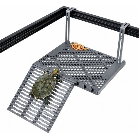 Plateforme suspendue pour tortues, terrasse de repos, antidérapante, accessoires pour aquarium, en métal (1/4)