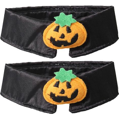 Collar de calabaza de Halloween para gatos, 6 piezas, poliéster negro. (1/5)