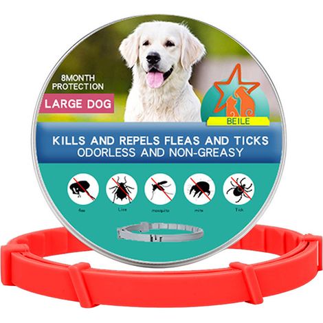 Collier anti-puces et tiques, protection 8 mois, naturel et sûr, pour chiens de toutes tailles