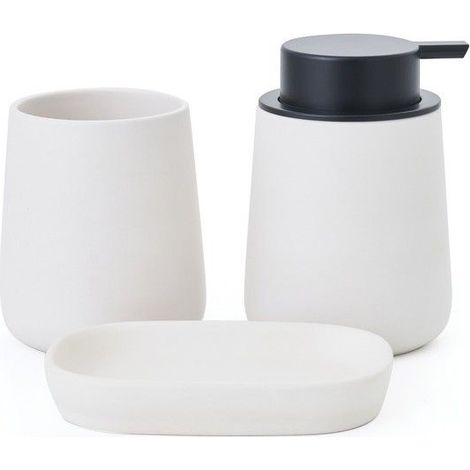 MAONIE Juego de 3 accesorios de baño de cerámica blanca mate MSV