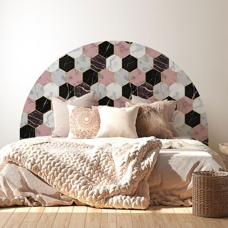 Stickers tête de lit - Tomette - 160 x 130 cm - Pour lits (120 à 140 cm) - Adhésif MAT (1/2)
