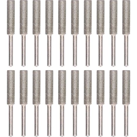 20 pièces Affûteuse de tronçonneuse Burr Jeu de tête d'affûtage - et Outil d'affûtage polyvalent pour tronçonneuse - Pour meulage, réparation et gravure - Convient pour les chaînes de 404 et 3/8 (1/5)