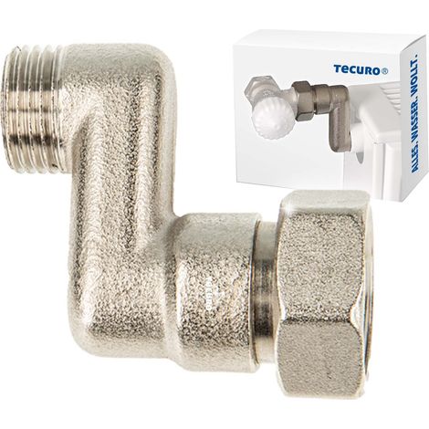 tecuro Heizkörper S-Anschluss - 30 mm Höhenausgleich 1/2 AG x 3/4 Üwm, Messing vernickelt