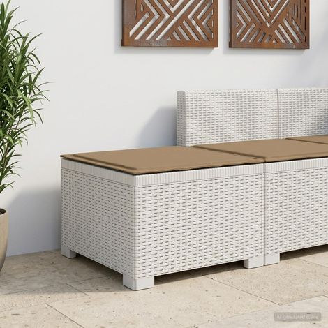 Canapé de Jardin 1 Place Fauteuil d'Extérieur Aspect Rotin PP Blanc avec Coussin Taupe - PANGIVO (1/5)