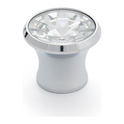 Blister de 4 boutons de meuble ronds en verre avec finition chromée brillante - transparent mod.943 ø27mm rei.