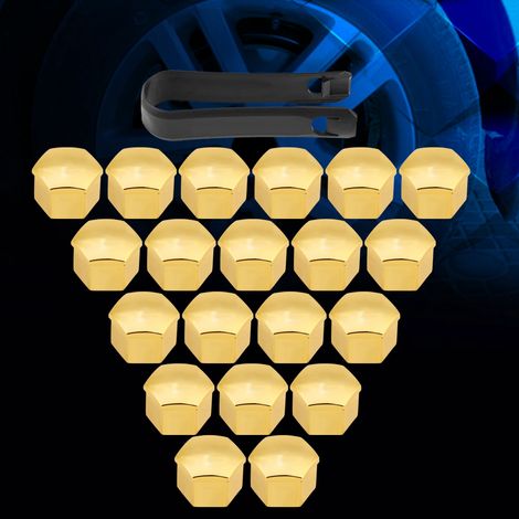 20 Jantes Enjoliveurs 17mm Universels pour Pneus Auto, Cache-Écrous de Roue, Capuchons de Protection Vis Or (1/5)