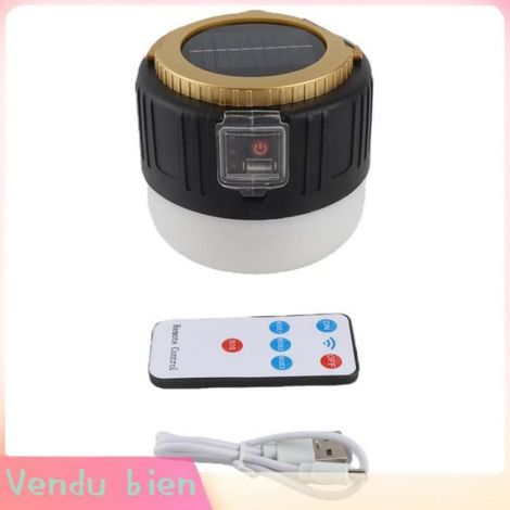 Lumière solaire de secours Lumière de Camping solaire piscine solaire Télécommande noire + boitier couleur + câble USB (1/4)